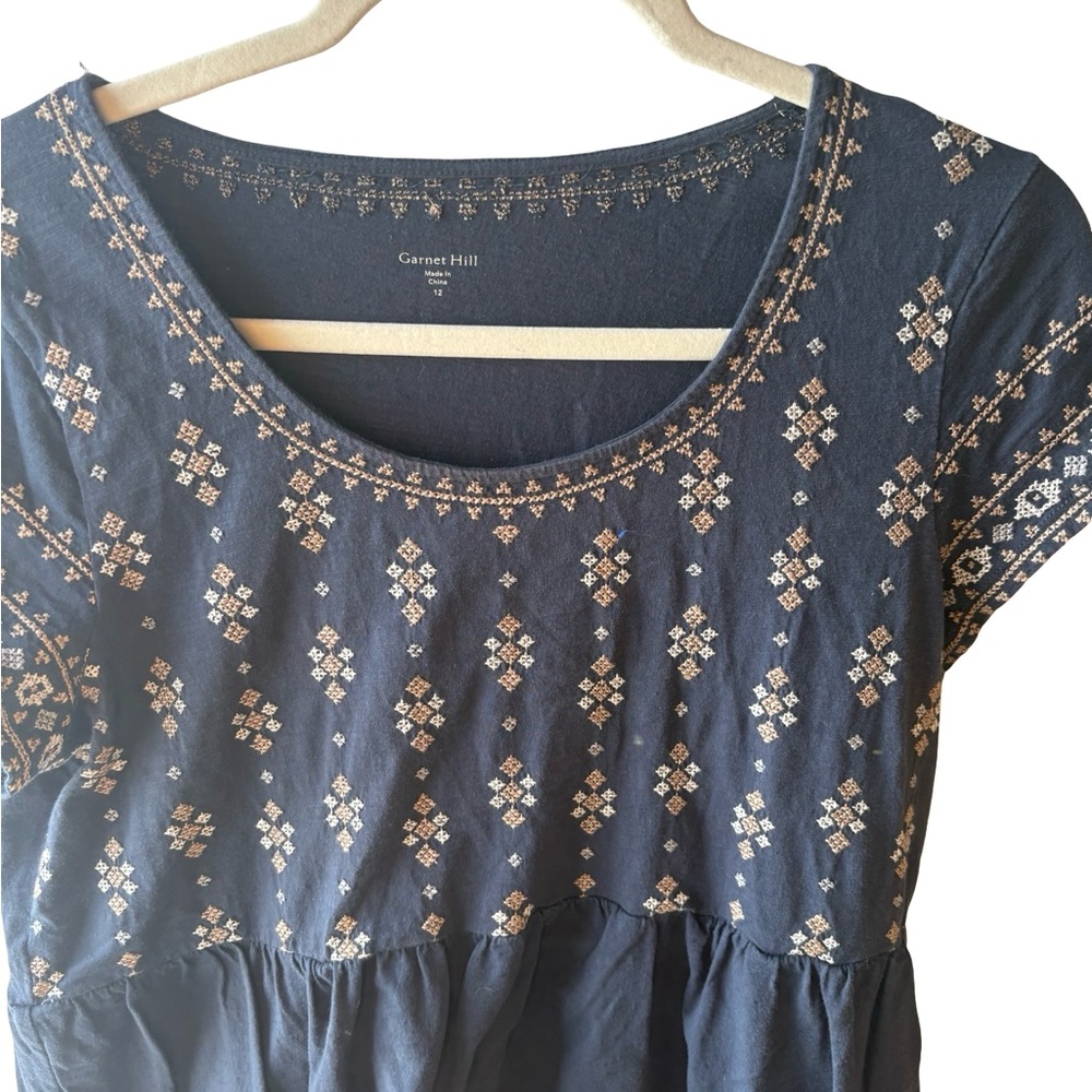 Garnet Hill Organic-Cotton Embroidered Knit Dress 12 - Picture 4 of 6